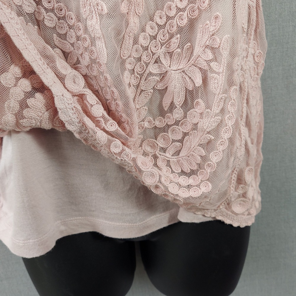 Tribal Jeans Embroidered Mesh Tank Top S Pink Romantic Fairy Cottagecore Boho - Picture 3 of 10